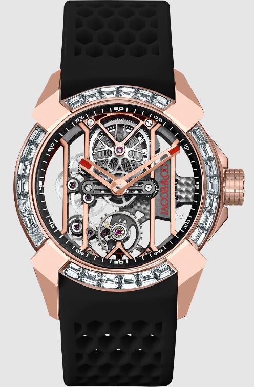 Jacob & Co EX100.43.LD.AA.A EPIC X ROSE GOLD BAGUETTE (BLACK NEORALITHE INNER RING) replica watch
